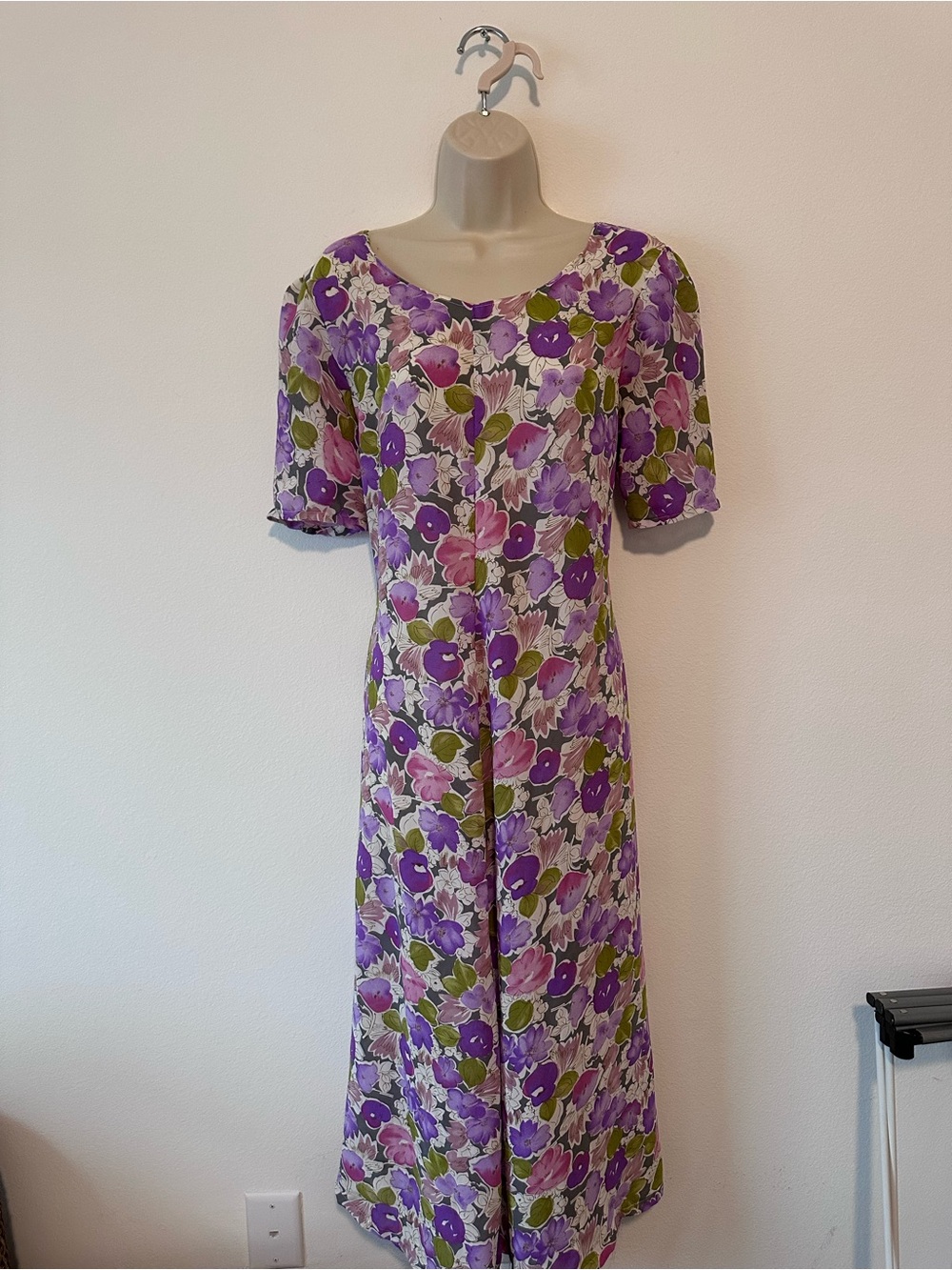 Floral Purple & Pink Womens Midi Dress